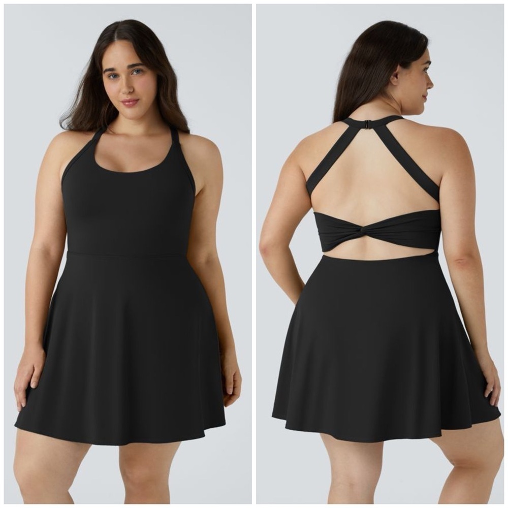 Halara Backless Cut Out Twisted Side Pocket 2-in-1 Mini Barre Ballet Dance Dress - Picture 1 of 11